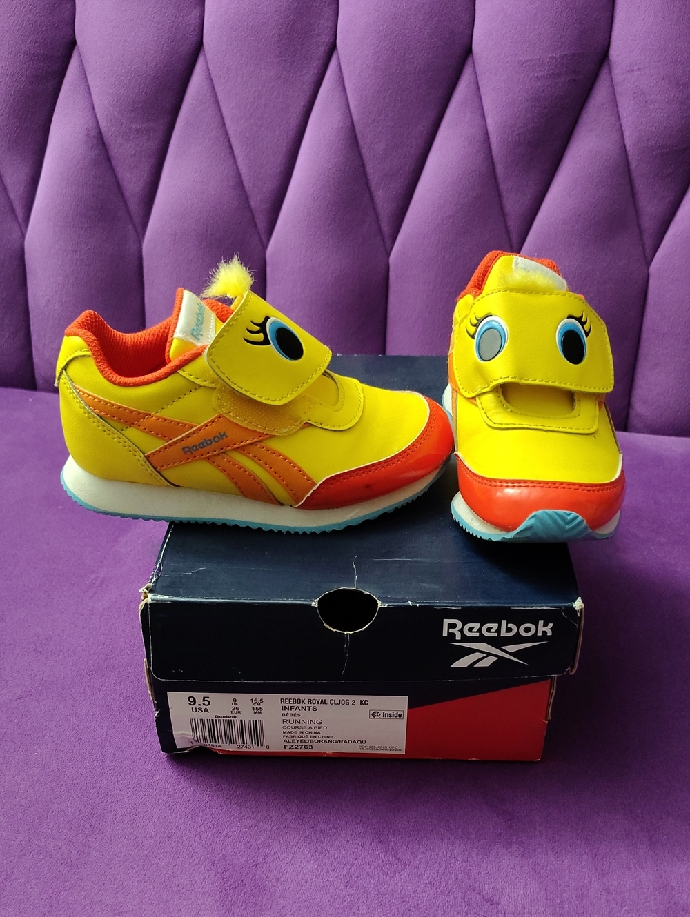 Reebok Kids Yellow & Orange Character Velcro Sneakers
